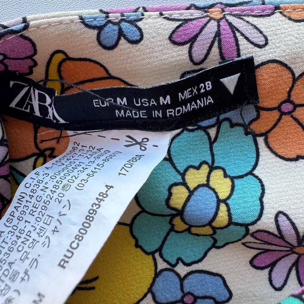 ZARA Floral Crop Top Strappy Back Tie - Picture 4 of 5